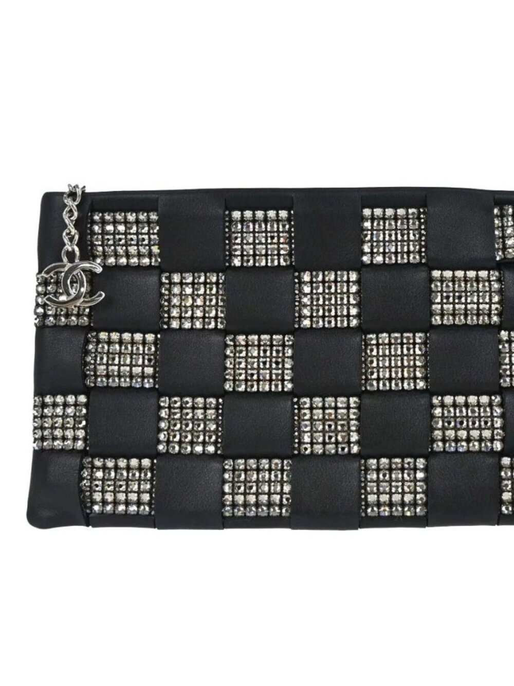 Chanel Black Lambskin Woven Stass Clutch Bag 179065
